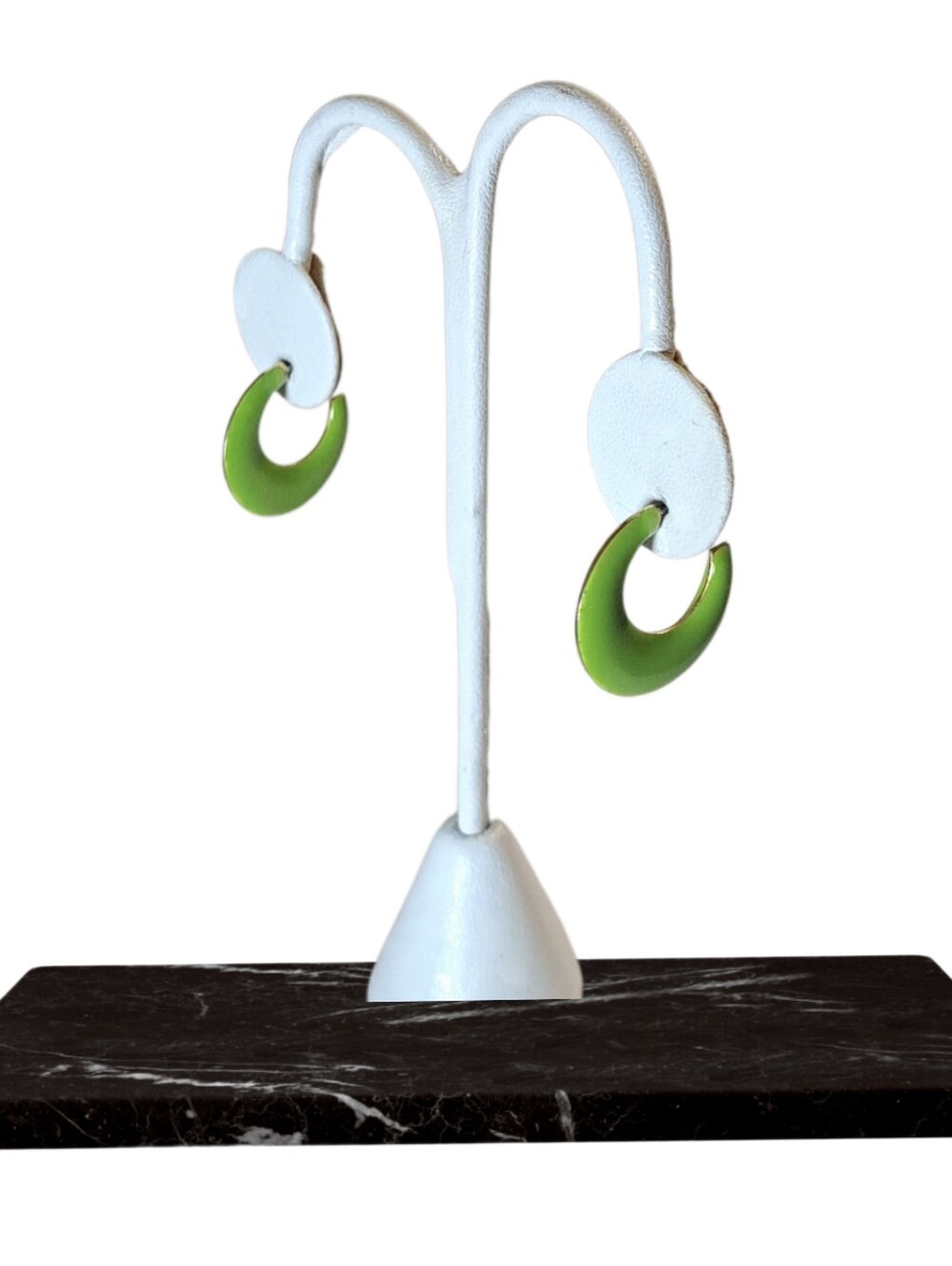 🙋 10/$20. Green Crescent Hoop Earrings w/ Gold Edges. NWOT